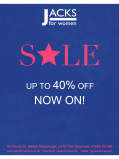 Up to 40% Sale NOW ON at JACKS for WOMEN