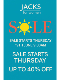 Up to 40% Off Sale NOW ON at Jacks For Women!