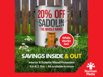 20% OFF the Sadolin range