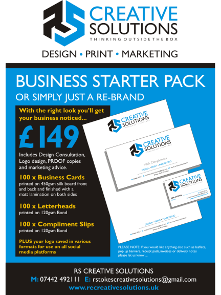 Business Starter pack plus free artwork at RS Creative Solutions 