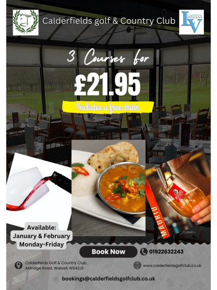 3 Courses for £21.95 at Calderfields Golf & Country Club