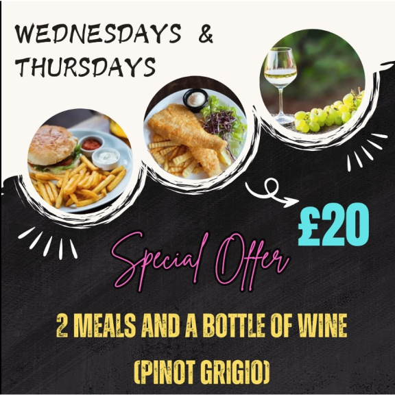 SPECIAL OFFER!!!⭐️ 2 main meals and a bottle of Pinot Grigio 🍾 - only £20!!