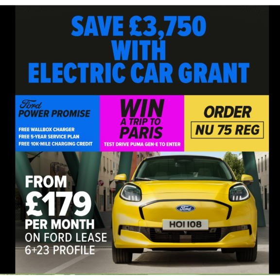 The 75-Plate New All‑Electric Puma Gen‑E® is now available with the government's £3,750 Electric Car Grant
