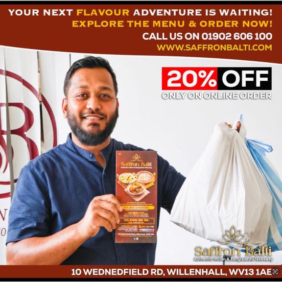 20% Off Online Orders at Saffron Balti Willenhall