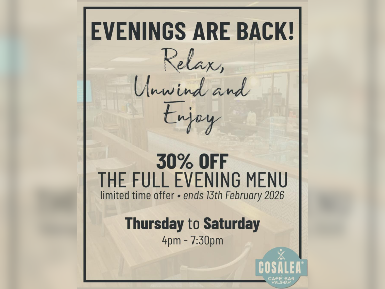 30% Off Evening Menu at Cosalea Walshaw