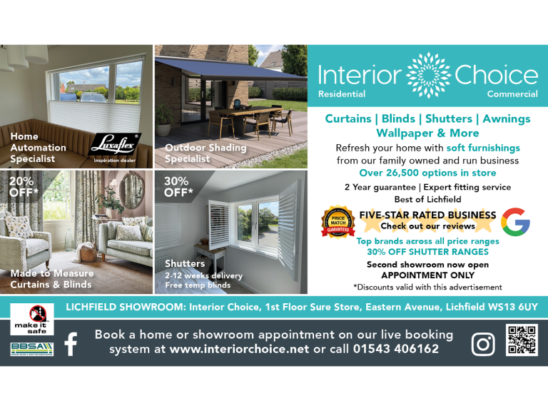 🔥20% Off Curtains & Blinds | 30% Off Shutters at Interior Choice Lichfield