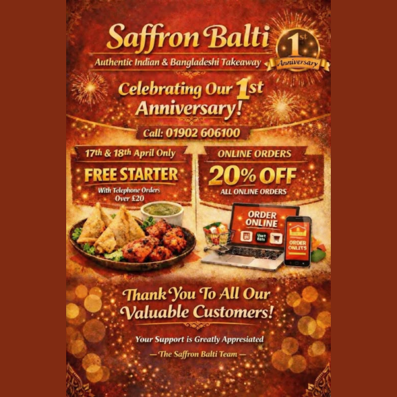 🎉🥳 Saffron Balti’s 1st Anniversary Celebration! 🥳🎉