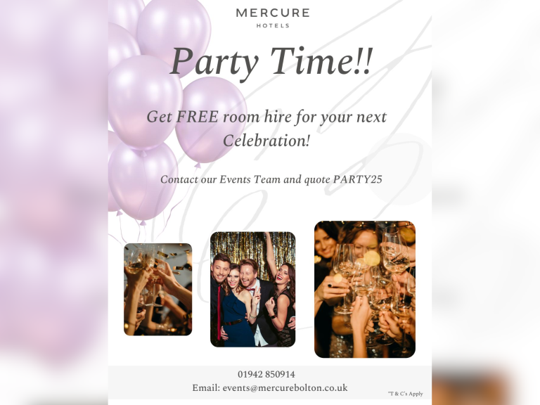 Party Celebrations at Mercure Bolton Georgian House Hotel