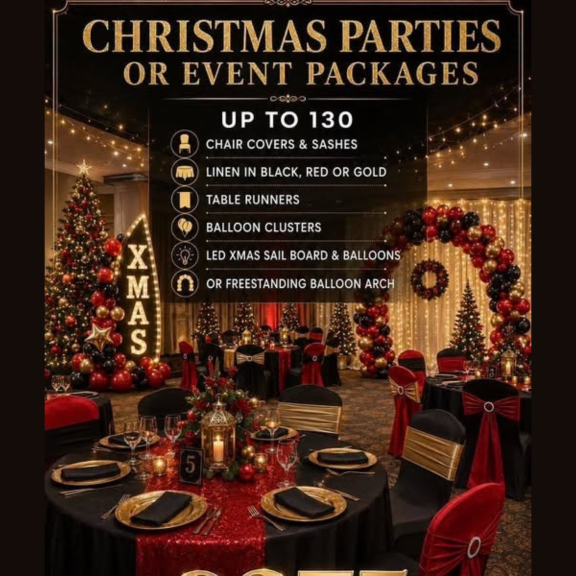 🎄✨ Christmas Party Package – ONLY £375 from NICS Bargain Flowers & Hire Service ✨🎄