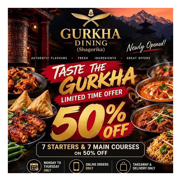 50% Off Online TakeAway Promo at Gurkha Dining