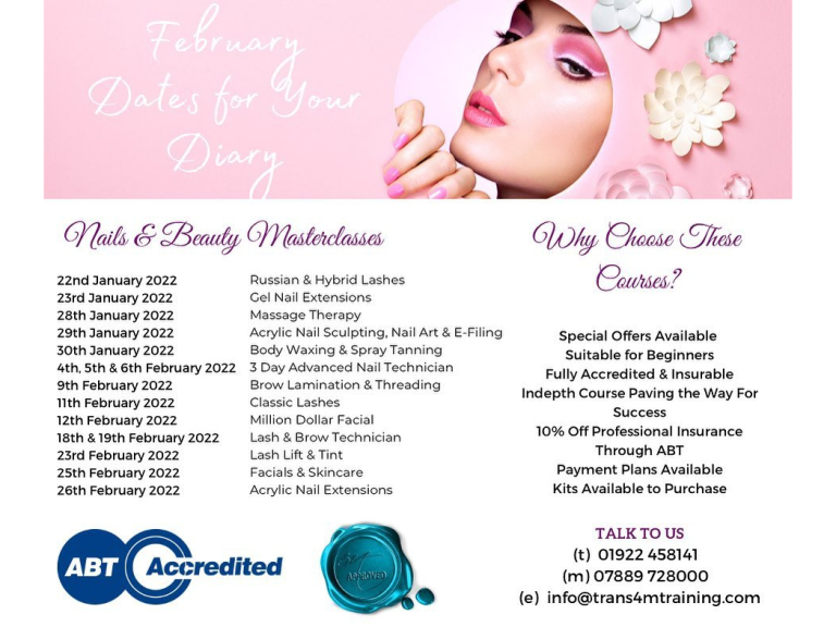 February Nail and Beauty Courses at Trans4m Training
