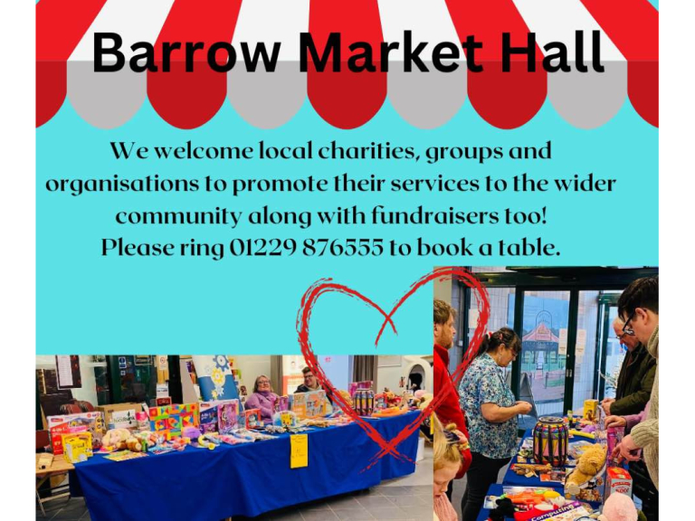 Free Promotional Space for Charities at Barrow Market Hall.