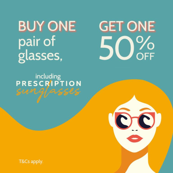 Buy One pair of glasses, get the second at 50% off at Wardale Williams