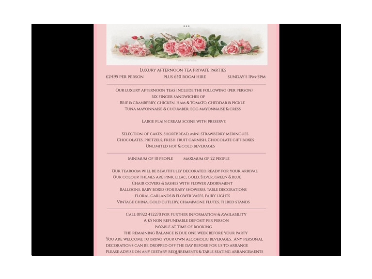 Luxury Afternoon Tea Private Parties from Wilson's Tea Room