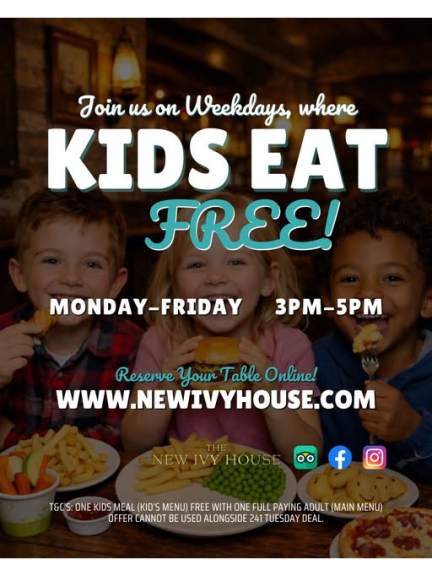 Kids Eat Free Offer at The New Ivy House