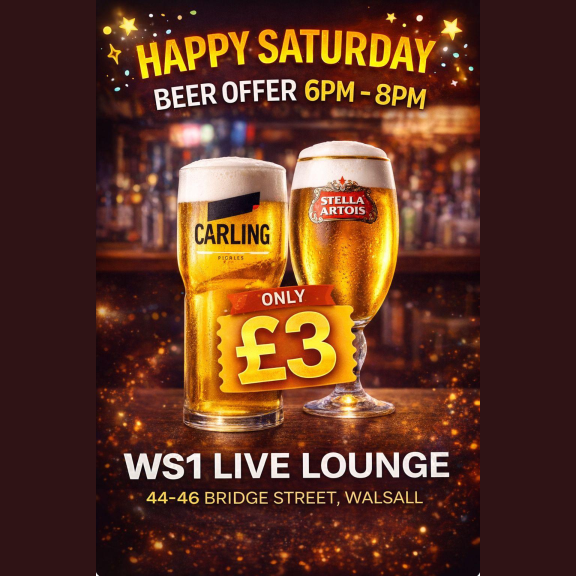 🎉 Happy Saturday at WS1 Live Lounge in Walsall! 🍻