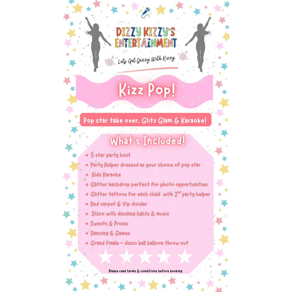 🎤✨ KIZZ POP Children's Party Package with Dizzy Kizzy’s Entertainment! ✨🎤