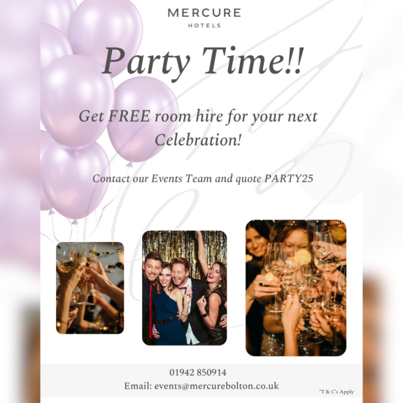 Party Celebrations at Mercure Bolton Georgian House Hotel
