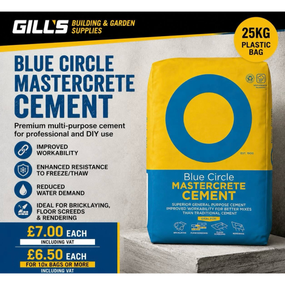 🚨 UNBEATABLE ONE-TIME OFFER ON BLUE CIRCLE MASTERCRETE CEMENT FROM GILLS BUILDING SUPPLIES! 🔥