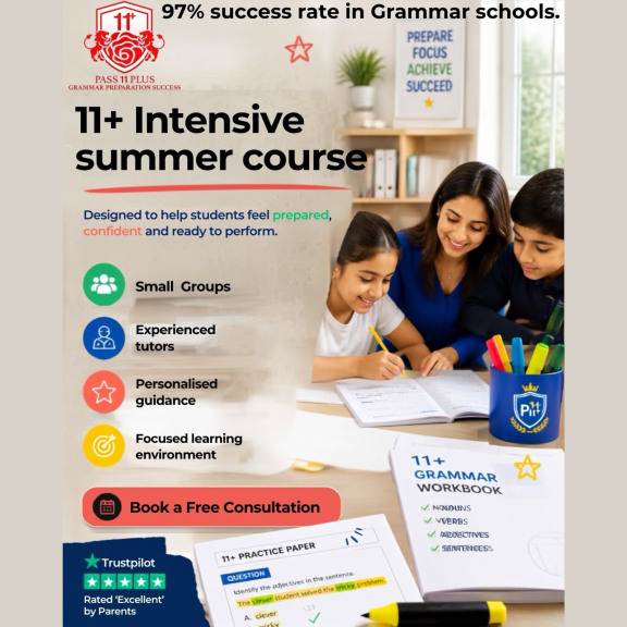 ⭐11+ Intensive Summer Course from Pass 11 Plus Grammar Preparation Success ⭐