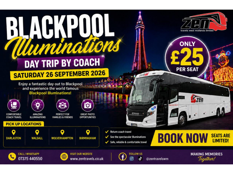 Blackpool Illuminations & Fireworks Coach Trip – Only £25!