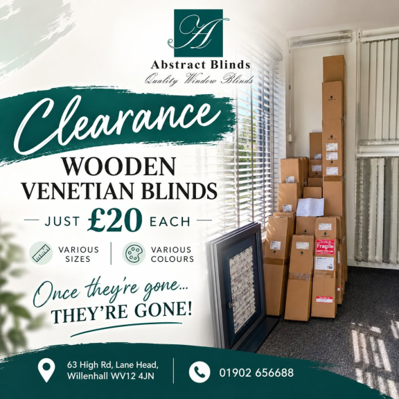 WOODEN VENETIAN BLINDS for just £20 EACH at Abstract Blinds!