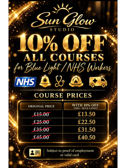 10% off all tanning courses for NHS and Blue Light workers at Sun Glow Studio Ltd