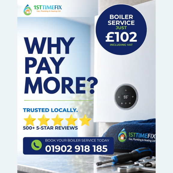 Boiler service for just £102 inc. VAT from 1st Time Fix - Gas, Plumbing & Heating Ltd 🛠️ 🏡