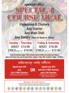 FOUR COURSE MEAL - FROM JUST £14.00 AT KIRAN'S BALTI DARLASTON