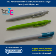 250 Personalised Pens with your Business Logo from just £65 plus vat