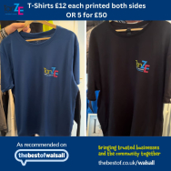 T-Shirts £12 each printed both sides OR 5 for £50 