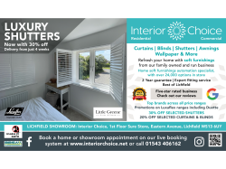 Save 30% on selected shutters at Interior Choice in Lichfield