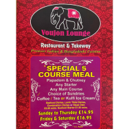 Special 5 Course Meal at Voujon Lounge Darlaston