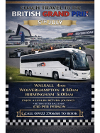 British Grand Prix Coach Travel from Walsall from Just £30 Per Person