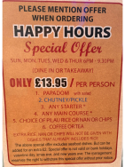 Happy Hour Special at Shimla Tandoori Aldridge