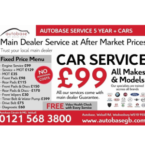 Special offer - Car service for just £99 with Autobase