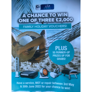 A Chance to Win a £2,000 Holiday voucher at Roy Hubbard Motors