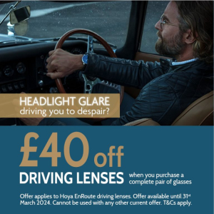 £40 off Hoya’s EnRoute Driving Lenses at Wardale Williams