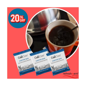 20% OFF decaffeinated coffee bags