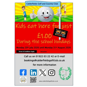 Kids Eat for Just £1 This Summer at Calderfields Golf & Country Club!