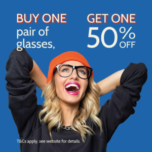 Buy One Paid of Glasses Get 50% off at Wardale Williams