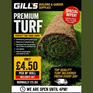 🚨 SPECIAL TURF OFFER AT Gill’s Building Supplies Ltd! 🚨
