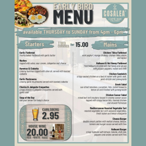 Early Bird Menu – 2 Courses for £15
