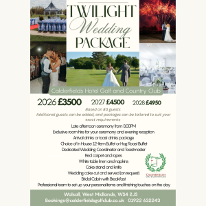 Twilight Wedding Package at Calderfields Hotel, Golf & Country Club? 🌅💒