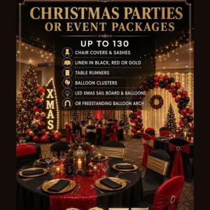 🎄✨ Christmas Party Package – ONLY £375 from NICS Bargain Flowers & Hire Service ✨🎄