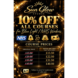 10% off all tanning courses for NHS and Blue Light workers at Sun Glow Studio Ltd
