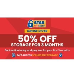 50% discount off standard charges. With STAR self Store.