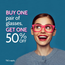 Buy One pair of glasses, get the second at 50% off at Wardale Williams