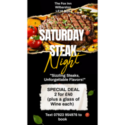 Saturday Night Steak Offer at The Fox Inn, Wilbarston