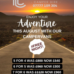 AUGUST ADVENTURE OFFER – FROM T.C. CAMPERS NEAR LICHFIELD